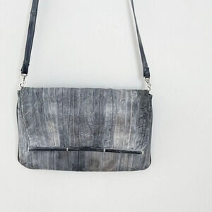 Vintage Women’s Eel Skin Crossbody Purse Gray Shoulder Bag Luxury Designer Small